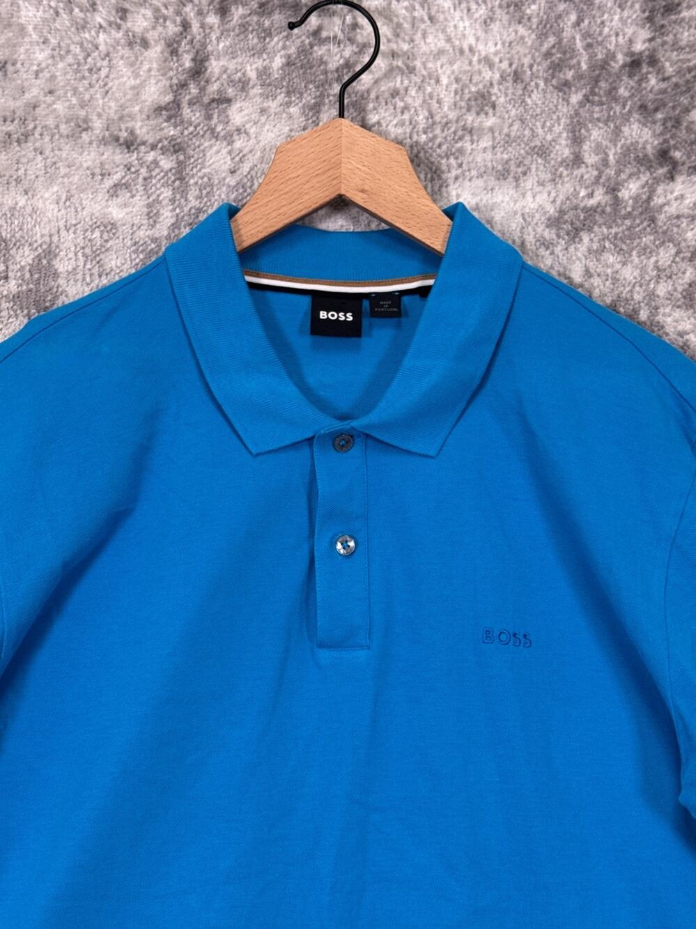 Hugo Boss Pallas Polo Shirt XXL Mens Blue Cotton Pique Logo Embroidered